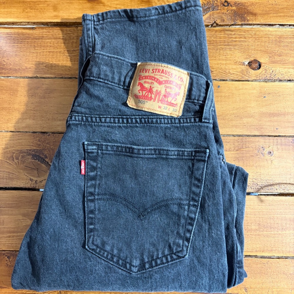 Levi's 505 Jeans Men's 32x32 Faded Black‎ Denim Straight Fit Workwear